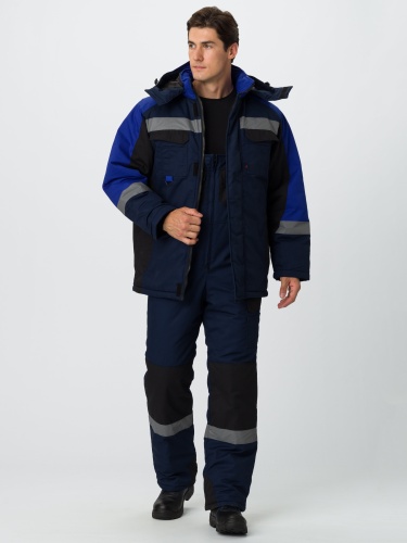 Костюм зимний Фаворит-Мега (ткань Протек,240) полукомбинезон, темно-синий, черный, васильковый, 64-66 182-188 | код 87474772 | Факел
