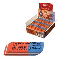 Ластик KOH-I-NOOR 6521/80, 42х14х8 мм, красно-синий, прямоугольный, скошенные края, натуральный каучук, 6521080006KDRU | код 224329 | KOH-I-NOOR