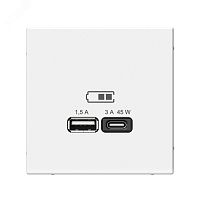 Розетка USB ArtGallery тип A+C 45Вт QC PD высокоскор. ЗУ механизм бел. | код GAL000129 | Systeme Electric