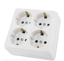 Розетка четырехместная 2П+3 открытой установки IP20 16A белая Ладога TDM | код SQ1801-0122 | TDM