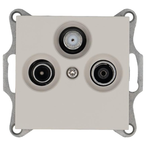 Розетка TV+FM+SAT9.5 мм проходная с накладкой, цвет Тауп | код G6207T | Jasmart