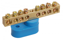 Шина заземления PE с одним угловым изолятором, ШНИ-6х9-8-У1-Ж, цвет изолятора: желтый (10 шт.) | код YNN10-69-8C1-K05 | IEK