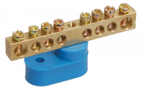 Шина заземления PE с одним угловым изолятором, ШНИ-6х9-8-У1-Ж, цвет изолятора: желтый (10 шт.) | код YNN10-69-8C1-K05 | IEK