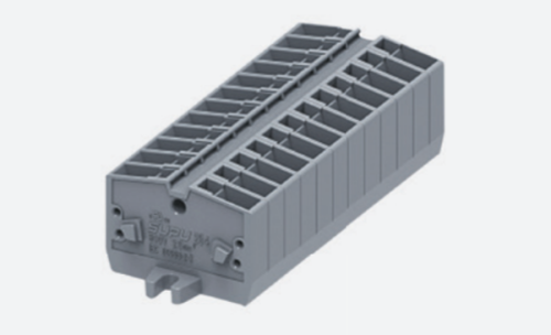 254102 Клемма TB 1-1 на DIN рейку с фикс. фланцами в сборе, 2 конт., сеч 2.5мм2, сер., шт | код 254102 | SUPU