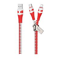 Кабель USB 2.0 на молнии HOCO U97 AM/Type-C/Lightning красный-белый, 1.2м | код 6931474743343 | Hoco
