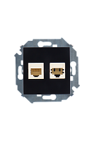 Розетка телефонная + компьютерная RJ - 11 + RJ - 45 кат. 5е, черный (20 шт.) , S15, SIMON | код 1591590-032 | SIMON
