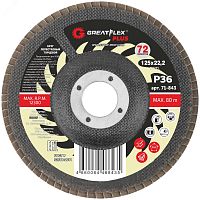 Круг лепестковый торцевой GreatFlex Plus (72 лепестка): 125 х 22,2 мм, P120 | код 71-848 | Greatflex