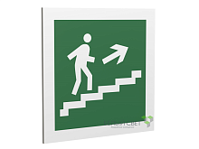 Знак безопасности PP-17174.E15"Напр. к эвакуац. выходу по лестн. вверх (прав.)" Белый свет a17174