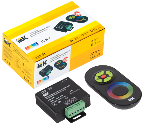 Контроллер с ПДУ радио RGB 3 канала 12В 4А 144Вт черный | код LSC1-RGB-144-RF-20-12-B | IEK фото 2