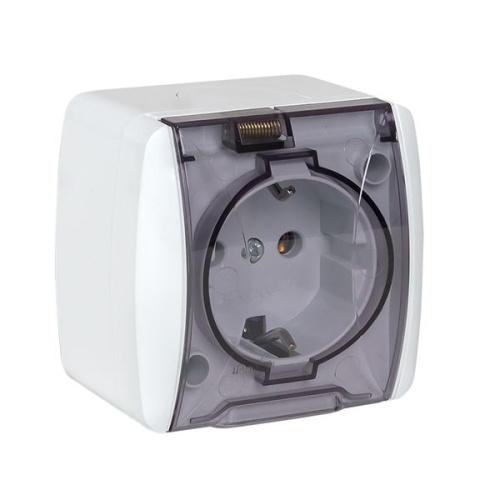 Владивосток Розетка 1-местная 16А с заземлением с прозрачной крышкой IP54 | код EQR16-029-30-54-T | EKF фото 2