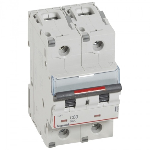 Выключатель автоматический двухполюсный DX3 80A C 36кА (3 мод) | код. 410015 |  Legrand 