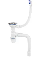 Сифон ЭЛИТ с нержавеющей чашкой D114 мм с круглым переливом и с гофротрубой L800 мм 3'1/2 - D40/50 | код 30986164 | VIRPlast