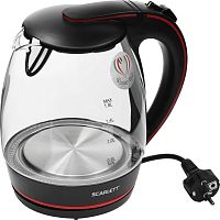 Чайник электрический Scarlett SC-EK27G71 1.8л. 2200Вт черный/красный корпус: стекло | код 1416684 | SCARLETT