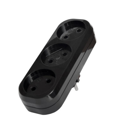 Разветвитель UNIVersal 3гн. б/з плоский черный 10А 250В (еврослот) | код 1934 | Universal