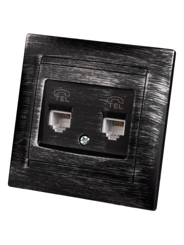 Розетка двойная телефонная RJ11 старинное серебро Лама TDM | код SQ1815-0659 | TDM Розетка двойная телефонная RJ11 старинное серебро Лама TDM | код SQ1815-0659 | TDM