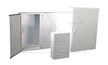 Щит DM моноблочный 700x500x210мм (ВxШxГ) с монтажной панелью однодверный, замок язычковый 2шт, без настенного крепежа (арт.971-200), RAL7035, IP66 | код DM225-721 | Tekpan