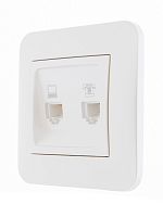 KARINA Розетка компьютер+телефон жемчужно-белый перламутр (10шт/120шт) | код 707-3088-143 | Lezard