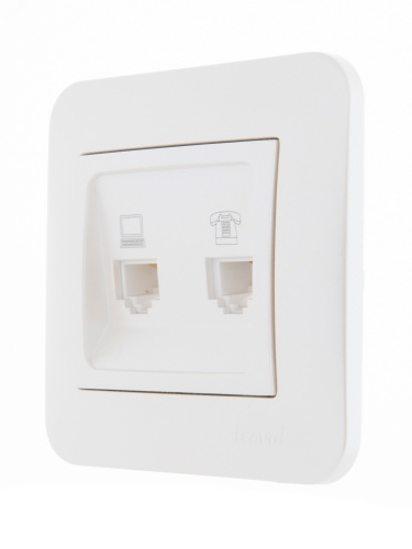 KARINA Розетка компьютер+телефон жемчужно-белый перламутр (10шт/120шт) | код 707-3088-143 | Lezard