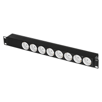 Блок электрических розеток TLK, 19, 8 гнезд, 10 А, с фильтром, без выключателя и предохранителя, без шнура питания, железный корпус | код TLK-RS08M1N-BK | TLK