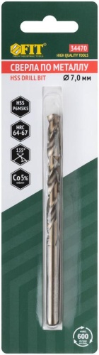 Сверло по металлу Профи 7.0мм HSS с добавкой кобальта 5% (блист.1шт) FIT 34470 фото 3