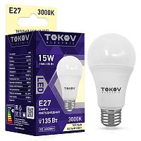 Лампа светодиодная 15Вт А60 3000К Е27 176-264В | код. TKE-A60-E27-15-3K | TOKOV ELECTRIC