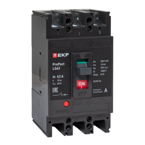 Автоматический выключатель LS63 15кА 3P 63А ProPact EKF | код mccb-63-15-3-63-ls | EKF Автоматический выключатель LS63 15кА 3P 63А ProPact EKF | код mccb-63-15-3-63-ls | EKF