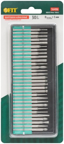 Шарошки, усиленная сталь с алмазным напылением, штифт диаметр 3 мм, 30 шт | код 36486 | FIT фото 3