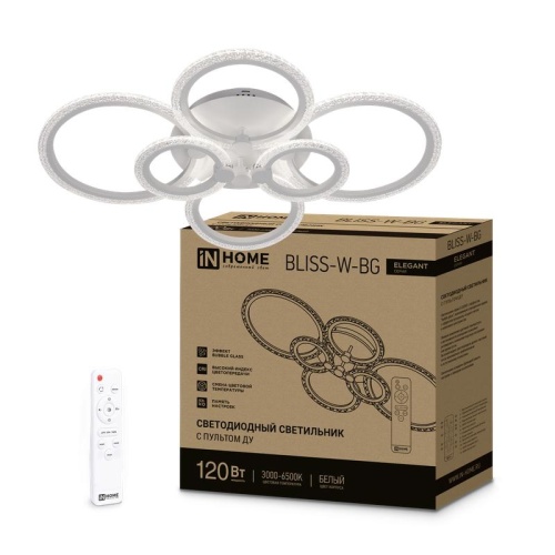 Светильник светодиодный ELEGANT BLISS-W-BG 120Вт 3000-6500К 8400лм 230В 780х550х130мм с пультом ДУ бел. | код 4690612051840 | IN HOME