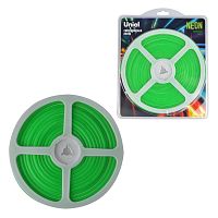 Гибкая светодиодная лента. NEON ULS-N01-2835-120LED/m-6mm-IP67-DC12V-9W/m-5M-GREE катушка 5м в блистере зеленый свет | код UL-00009086 | Uniel