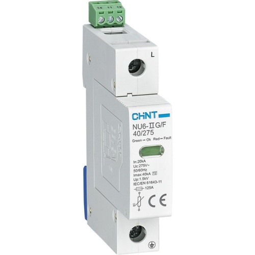 Ограничитель имп. перенапр. NU6-IIG 1Р In=25kA Uc=440B Im=65kA соответствует стандарту ROHS | код 252498 | CHINT