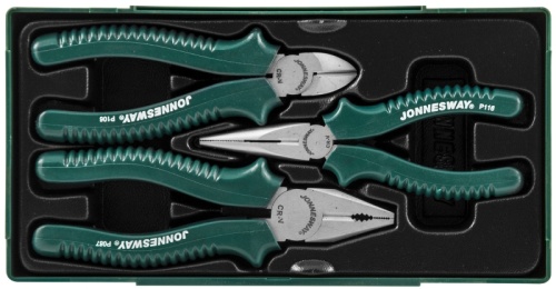 P0813SC Набор шарнирно-губцевого инструмента в ложементе с пластиковой крышкой, 3 предмета | код P0813SC | JONNESWAY