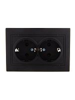 Розетка 2-м СП Мира 16А IP20 с заземл. керам. черн. бархат LEZARD 701-4242-127