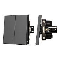 Механизм выключателя двухклавишный непроходной SWT-TENDO-MK02-SFPL-GR 230В 10А Arlight 054546