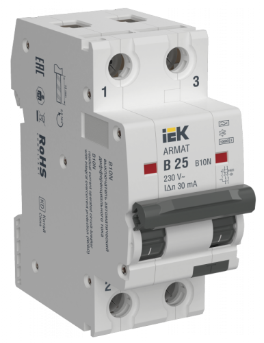 ARMAT АВДТ B10N 2P B25 30мА тип A IEK | код AR-B10N-2-B025A030 | IEK ARMAT АВДТ B10N 2P B25 30мА тип A IEK | код AR-B10N-2-B025A030 | IEK