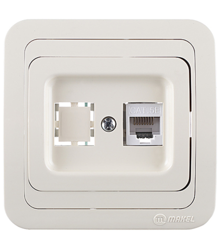 Mimoza Розетка компьютерная CAT5e + гнездо бежевая | код 25035 | Makel