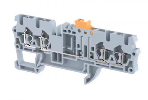 Клемма проходная пружинная 2,5 мм2 с размыкателем на 4 подключения, серая SQK2.5-2X2-GREY | код 2102150000 | Elmex Клемма проходная пружинная 2,5 мм2 с размыкателем на 4 подключения, серая SQK2.5-2X2-GREY | код 2102150000 | Elmex
