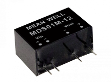 Источник питания DC-DC, 1 Вт, вход 21.6…26.4В, выход 15В/67мА, изоляция 6000В DC, SIP7 19.5х9.8х12.5мм, -40...+85С | код MDS01N-15 | MeanWell