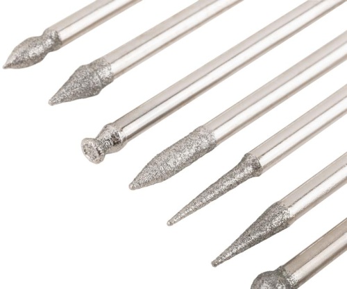 Шарошки, усиленная сталь с алмазным напылением, штифт диаметр 3 мм, 20 шт | код 36480М | FIT