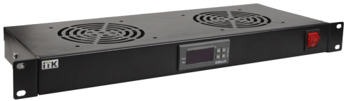 ITK Модуль вентил. 1U с цифр. термостатом 2 вент. черный | код FM05-1U2TS-R | ITK by IEK