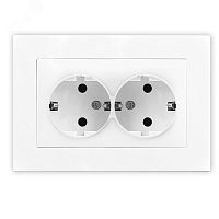 Розетка двухместная серия Афина с/з, с/у, 16А, 220В, белая (еврослот) | код A0128 | UNIVersal
