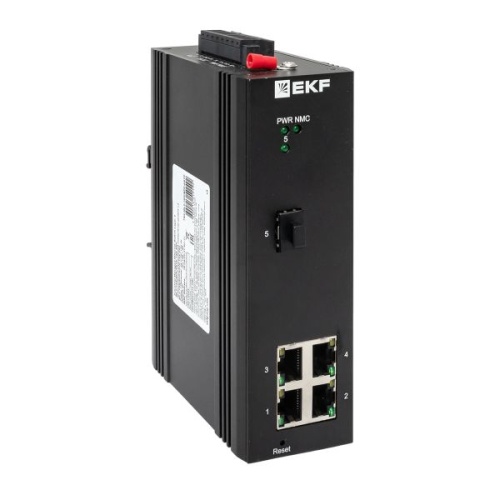 Промышленный управляемый коммутатор уровня L2 ML2-1GX/SFP-4GTP, 1 порт 1000Base-X SFP, 4 порта 10/100/1000Base-T(X) RJ45 c PoE, монтаж на динрейку TSX EKF | код TSX-ML2-1GX/SFP-4GTP | EKF