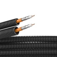 Электротруба ПНД гибкая гофрированная д. 20 мм, цвет черный, с коаксиальным кабелем SAT нг(А)-HF, 100 м | код 7VE720100B | DKC