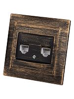 Розетка двойная телефонная RJ11 старинная бронза Лама TDM | код SQ1815-0759 | TDM