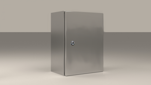 Щит моноблочный 400x300x200мм (ВxШxГ) из нерж. стали навесной с монт. панелью однодверный, 1 язычковый замок, дно глухое, IP66 | код EC030420X | ETA