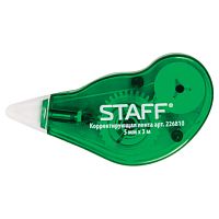 Корректирующая лента STAFF, 5 мм х 3 м, корпус зеленый, с подкручиванием, блистер, 226810 | код 226810 | STAFF