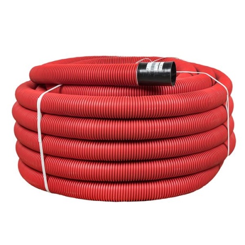 Труба гофр, двустенная ПНД/ПНД гибкая с протяжкой d75 мм (50 м) красная-Plast | код tg2st-75-50m | EKF фото 2