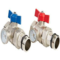 Кран шаровой с термометром 1' со сгоном для коллектора бабочка (2 шт) | код MC.312.06 | MVI