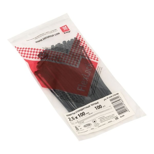 Хомут P6,6 стандартный (ч), 2,5x100 (100шт) FlexLock PROxima | код plc-fl-ctsb-2.5x100 | EKF фото 4