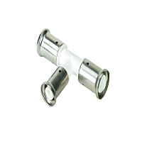 Тройник пресс 26х20х26 переходной, ПВДФ белый | код 10PKW-262026 | Henco