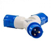 Розетка двухлучевая AM-1012-4 16A 220В~ 2P+E IP44 (ANDELI) | код ADL13-066 | ANDELI